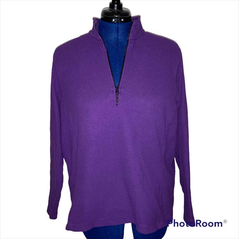 Lands End Purple Quarter Zip Polar Fleece Ling Sleeved Top Size Large
